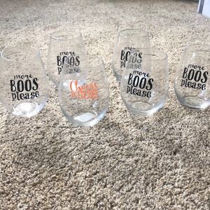 Halloween theme bridal stemless wine glasses